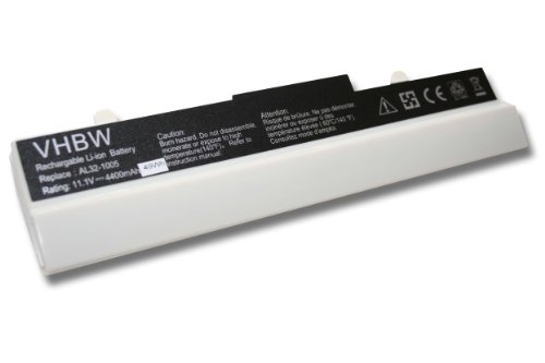 vhbw Li-Ion Akku 4400mAh (10.8V) weiss für Notebook Laptop Asus Eee PC 1005P, 1005HA, 1001P, R101, R101D, R101PX, R101X, R105, 1001PQD, 1001PX.