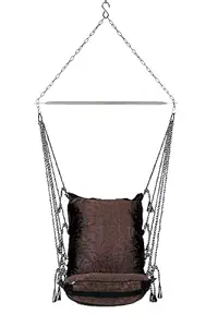 Patiofy Cotton Hanging Swing Chair/Indoor Outdoor Hammock Swing with Removable Cushion & Free Hanging Kit/Hammock Chair/Hammock/Swing for Home/Comfortable & Fully Washable (Dark Brown)