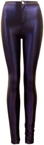 AD LIB Georgie Shiny High Waist Disco Pants (12, Navy)