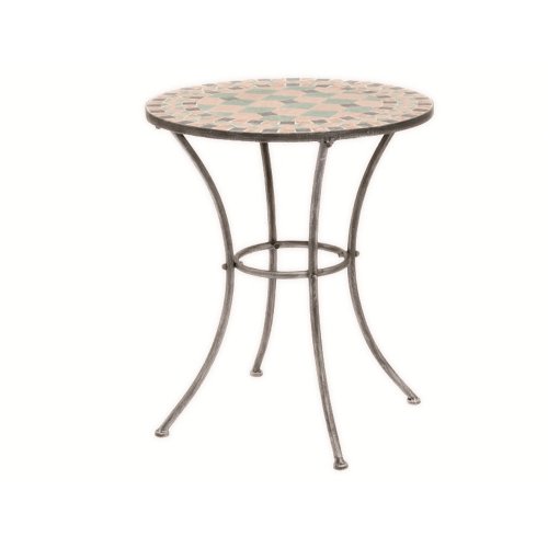 Siena Garden 247004 Tisch Fiore, Ø60cm Stahl-Gestell silber-schwarz matt Mosaik-Optik