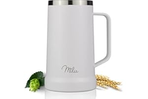 Milu Jarra de cerveza de acero inoxidable aislado | vaso de cerveza con tapa extraíble | jarra térmica para llevar mantiene frío | regalo para hombres (700ml, Blanco)