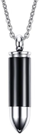 Lekima 34MM Stainless Steel Pendant Necklace Bullet Warhead Cylinder Pill Military Army Jewellery Gift For Men Women