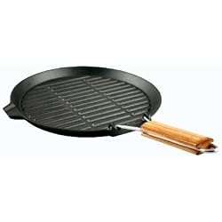 Baumalu 388069 Grill Rond en Fonte 25 cm Manche Rétractable