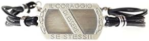 EveryDayGioielli Bracelet 925 silver, burnished, cerato black string "the courage to be themselves sew"