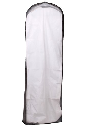 Atmungsaktiver Kleidersack Schutzhülle für Brautkleider / Abendkleider / Anzüge / Mäntel – ca. 180 cm – Reissverschluss – Weiß mit Schwarzer Rahme – Schwarz, KXB105 black - 3