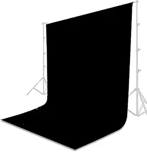 IshMukh 8x12ft Polyester Wrinkle Resistant Backdrop Background Clothe for Photography Portrait Televison Photo Booth Video Photoshoot for Background Screen Video Recording Background Curtain (Black)