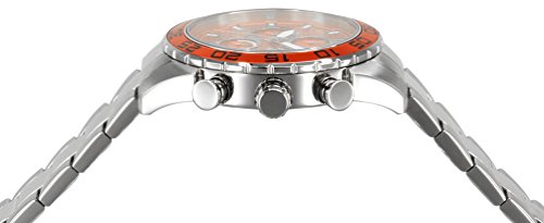 Invicta Men's Quartz Watch with Orange Dial Chronograph Display and Silver Stainless Steel Bracelet 21568