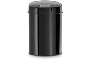 Echtwerk Oficina/baño/cosmética, Papelera eléctrica, Sensor de Movimiento por Infrarrojos, sin Contacto, Cuerpo de Acero Inoxidable, INOX Negro, pequeño