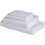 Juego de toallas de baño de lujo de algodón peinado egipcio de 600 g/m2: 3 toallas 50x100cm + 3 toallas para invitado 30x50cm - BLANCO