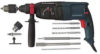 Inditrust 900W 26mm 2-26 RE Reversible Rotary Hammer Drill machine SDS Plus with 3 Modes 3 Hammers Bits 2 Chisels (Blue, green)