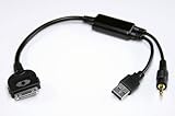 Plug&Play-Installation  USB - AUX Adapter/ Adapter-Kabel/ Anschlusskabel / 3,5mm Klinke + USB auf 30-Pin Dock Connector, geeignet für für iPhone, iPod, kompatibel mit BMW