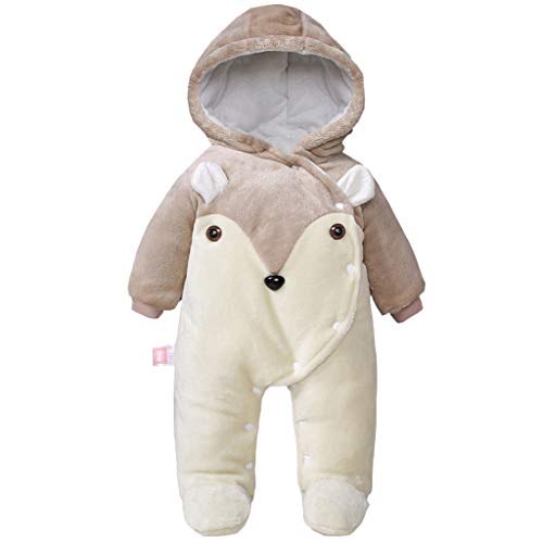 WYTbaby Bébé Combinaison De Neige Manteau à Capuche Hiver Barboteuse 6-9 Mois Bouton Devant, Kaki