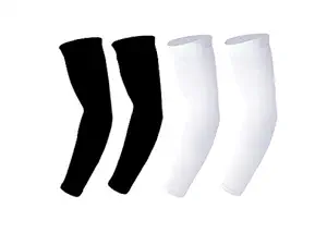 InnerStyle Cotton UV Protection Arm Sleeves/Hand Socks - Fingerless, Sun Protection Gloves for Men and Women (Black and White) Pack of 2