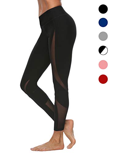 dh Garment Leggings Running Femme Fitness Pantalon Taille Haute Amincissant Coton avec Poche - Noir - Taille M / 38