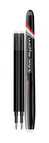 Herlitz 50002887 Radierbarer Tintenroller, my pen inklusive 2 Minen, schwarz