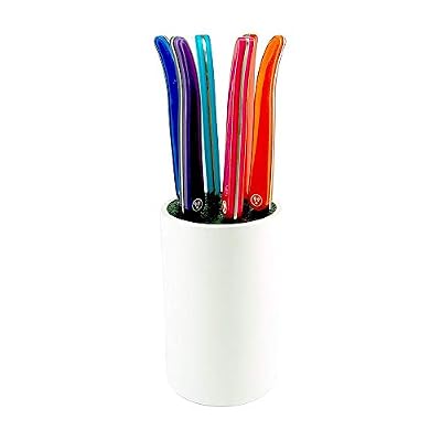 Laguiole Évolution® - 6 couteaux à steak - Avec bloc de rangement - Acier inoxydable - Manche ABS - Set couteau de table manches design Acidulé - Multicolores