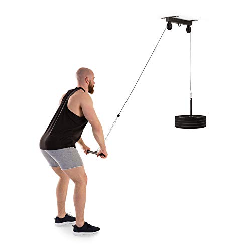 Klarfit Hangman - Câble de Traction, Câble de 2 m, Construction en Acier, 150 kg de Poids Max, Installation au Plafond, avec Barre Triceps et chaîne d'extension de 30 cm, Noir