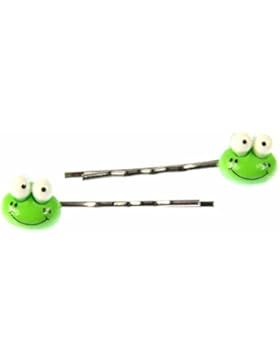 Frosch Haarspangen 2er Set Haarklammern Miniblings Frösche Kröte Kinder grün