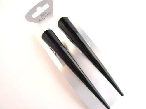 Black Enamel Beak Clips Concorde Clip School Hair grip 2 on a card