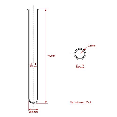 100 x Reagenzgläser mit Bördelrand und passendem Natur-Korken | Starkwandig ✓ (160 x Ø 16mm) - 9