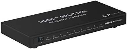 Portta HDMI 8 Way Splitter 4K HDMI V2.0 Splitter 1x8 Amplifier Distributor Supports 4K@60Hz(4:4:4) HDCP 1.4/2.2 Ultra HD Full 3D HDR For PS4 PRO/Xbox One/Roku/Fire TV(1 in 8 out),Gold