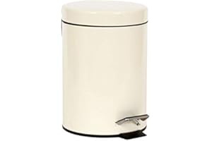 Crystals Small Pedal Bin with Lid-3 Litre Bathroom Bin for Rubbish and Waste-Stainless Steel Toilet Bin with Removable Inner Plastic Bucket-Ideal Size for Bedroom Bathroom Toilet Waste (Cream)