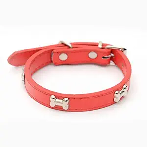 Emily Pets Adjustable Dog Collar 0.9 Inch with Metal Designer Stud (Red)