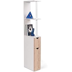 ProBache - Meuble WC étagère bois gain de place pour toilette 2 portes hêtre