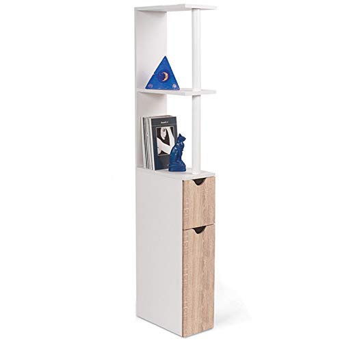 ProBache - Meuble WC étagère bois gain de place pour toilette 2 portes hêtre