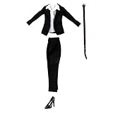 Mantel ist mit 1 Knopf Sharplace 1/6 Damen Business Kleidung Anzug- Inkl. Mantel, Hosen, Hemd, Gürtel, High Heel Schuhe