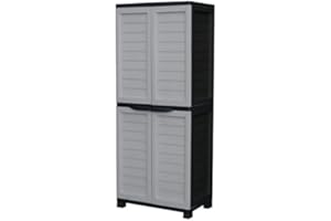 Garden Store Direct Utility Cabinets With 2 or 4 Shelves 01-811 Black and Silver, Weatherproof, Lockable, No tools needed! (6ft Cabinet - 4 Shelves)
