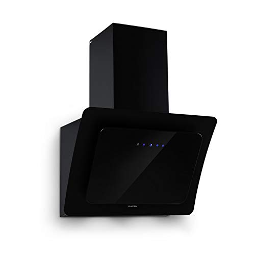 Klarstein Ariana - Hotte aspirante, Elégante, Trois niveaux de puissance, Jusqu'à 650 m³/h, Panneau de commande tactile, Ecran LED, 2 LED, 73 dB, Filtre à graisse dissimulé, 60 cm, Noir