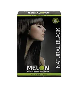 Melon Herbal Based Hair Color, AMMONIA FREE HAIR COLOUR, Natural Hair colour without Chemicals, Deep Conditioning Hair Color Powder with Amla, Heena, Shikakai & Precious Herbs, (Pack of 6), 90gm