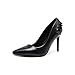 Produktbild CBDGD High-Heels Damen Gummi Mode lässig Temperament Elegante High Heels Damenschuhe Arbeitsschuhe Frühling und Sommer 9CM schwarz rot High Heels (Color : Black, Size : EU39/UK6/CN39)