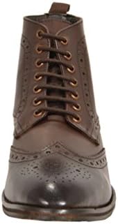 Aspele Mens Classic Leather Lace-up Brogues Ankle Boots, Tan Burnish, Black and Brown