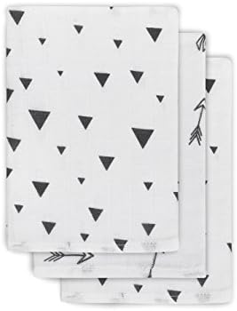 Jollein 536 848 65081 Muslin Washcloth Indians Black and White, 3 Pack, Black
