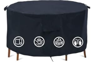 LATKRUU Garden Furniture Covers Waterproof, Garden Table Cover Round Patio Furniture Table Covers Outdoor Round Table Cover Patio Set Cover Protection Windproof Anti-UV Circular (Ø230x100cm)