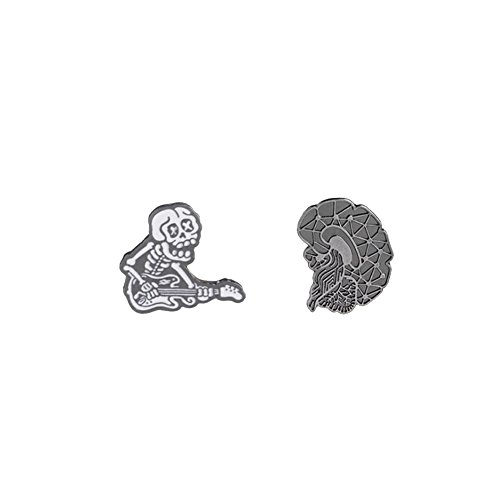 2 Pins esqueleto guitarrista y Cerebro