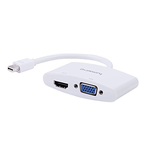Lumsing Mini Displayport (Thunderbolt-Port kompatibel) DP-HDMI-VGA-Konverter 2-in-1-Adapter Adapter für Macbook Pro Air iMac Oberflächen Pro 3