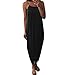 Produktbild Yanhoo Frauen Kleid Sommer Lose Riemen böhmischen Elegante Urlaub lässig Party Strand Kleid mit Schlitz Strandkleid Schulterfreies Mode Blusenkleid Sommerkleid (M, Schwarz)