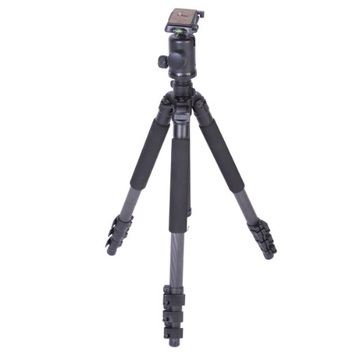 Walimex Pro FT-6664BT Carbon-Pro-Stativ und Kugelkopf (max. Hhe 160 cm, Drehbare Mittelsule, Belastbarkeit 10 kg, Tasche, 1/4 Zoll Gewinde)