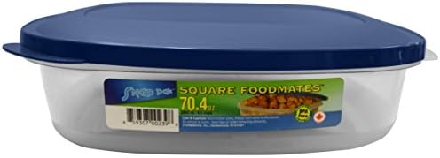StoreMaxx Foodmates 239 Square Food Storage Container with Clear/Blue Lid (Pack of 6), 70.4 oz., Slate Blue/Opaque