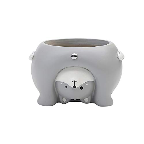 Vstylife Creative Animal Shape Flower Pot Succulents Bonsai Plants Potted Best Gifts for Mother Child Table Bedroom Office Household Decorative Flower Container (Color : Grey cat)