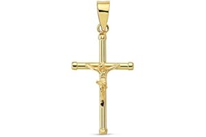 ALDA JOYEROS Colgante Cruz Comunión Cristo lisa 18 Ktes 21mm