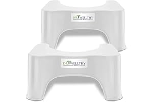 Quality Contor Dr. Wellthy - THE Toilet Stool! Non-Slip Material - Designed for Anti-Constipation - Heal Hemorrhoids - Squat Toilet Stool - white Set of 2