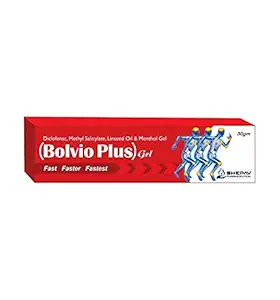 Bolvio Plus Pain Relieving Gel 30gm (Pack of 5) (Diclofenac Diethylamine, Methyl Salicylate, Linseed Oil & Menthol)