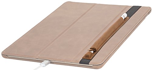 StilGut Pencil-Halter für Apple 12,9″ iPad Pro aus echtem Leder mit Lightning-Adapter-Fach. Stift-Halterung zur sicheren Aufbewahrung des Apple Pens, Cognac Vintage - 3