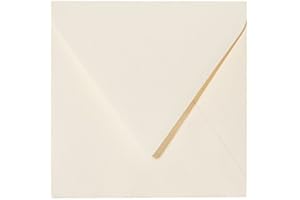 ‎PAPER24 Paper24 25 Quadratische Briefumschläge 155 x 155 mm Kuvert 15x15 mit Dreieckslasche für Hochzeitskarten im Format 148x148 mm (01 Zartcreme A)