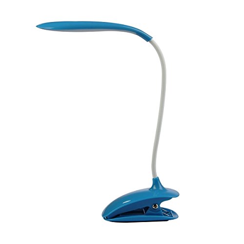 Vonpri Lampes de Bureau à LED avec 3 Niveaux de Luminosité, Lampe de Lecture / Chevet Lampe à Pince Rechargeable, Bleu
