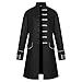 Produktbild Amphia - Herren Frack Steampunk Gothic Vintage Kostüm Viktorianisch Mittellang Stehkragen Mantel, Männlich Winter Warm Vintage Mantel Jacke Mantel Outwear Knöpfe Mantel(Schwarz,XXXL)
